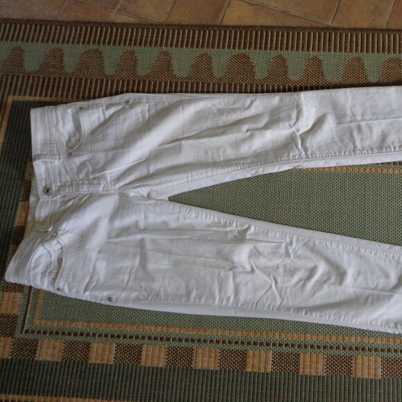 Nine West Bootcut Pants 2 White/Tan Stitching Zip/Button Closure Pockets - Picture 2 of 13